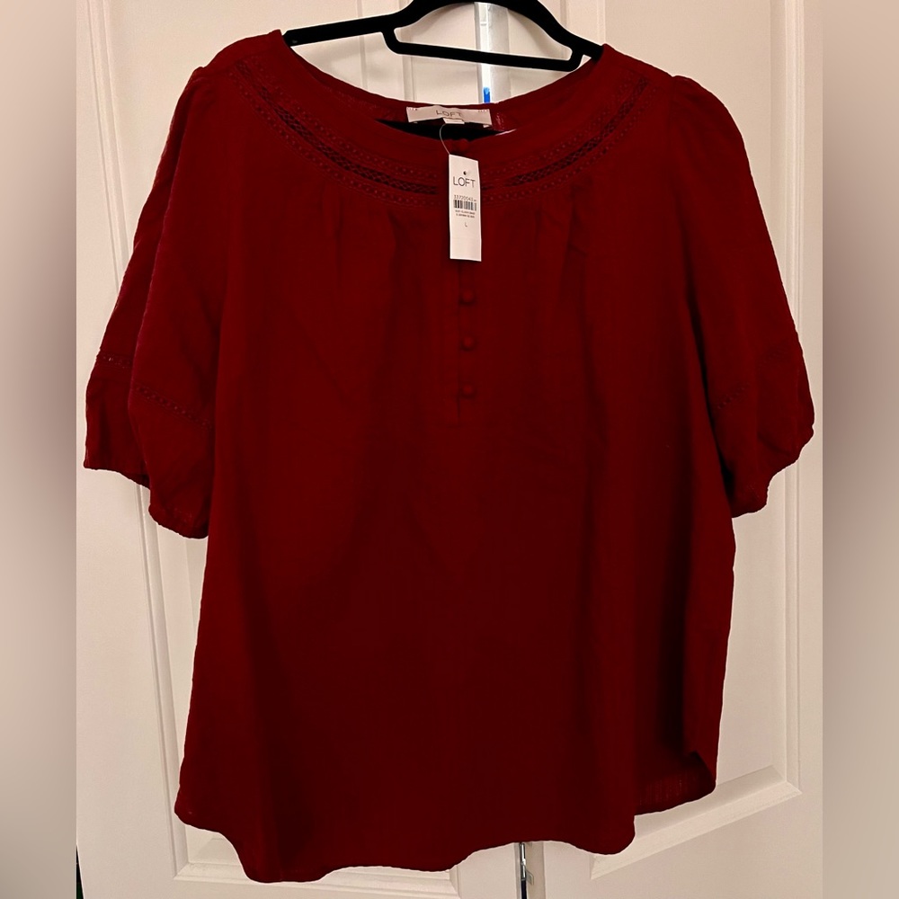 Burgundy New With Tags LOFT top!
